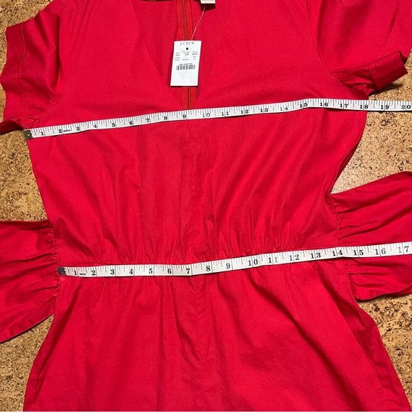 J. Crew Tie Front Cotton Romper In Red Poplin NWT Sz 2 - Picture 12 of 16